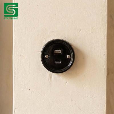 Porcelain USB outlet socket
