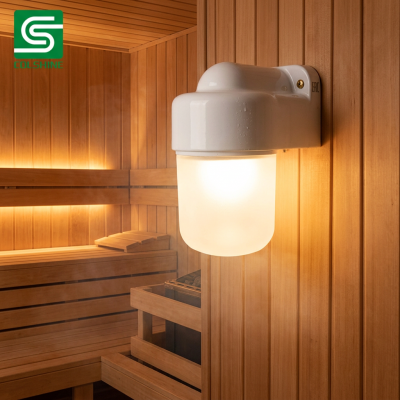 Chine OEM Premium Ceramic Sauna Lamp Fixture Designed for Heat Resistant Lighting Solutions in Modern and Traditional Sauna Rooms Fabricant