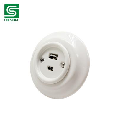 Porcelain USB outlet socket