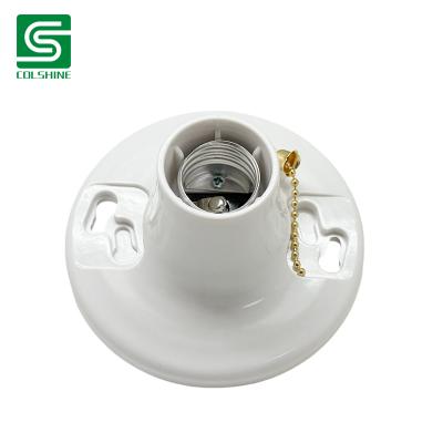 Chine OEM White Plastic Keyless Ceiling Lampholder Fixture Pull Chain Screw Type Plastic Bulb Socket Fabricant